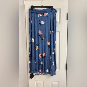 Floral Blue Maternity Maxi Skirt